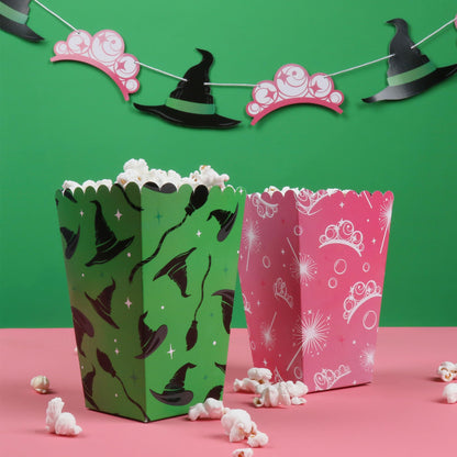 Big Dot of Happiness Witch Popcorn Boxes, Good Pink and Green Birthday or Witch Halloween Party Favor Treat Boxes - Set of 12