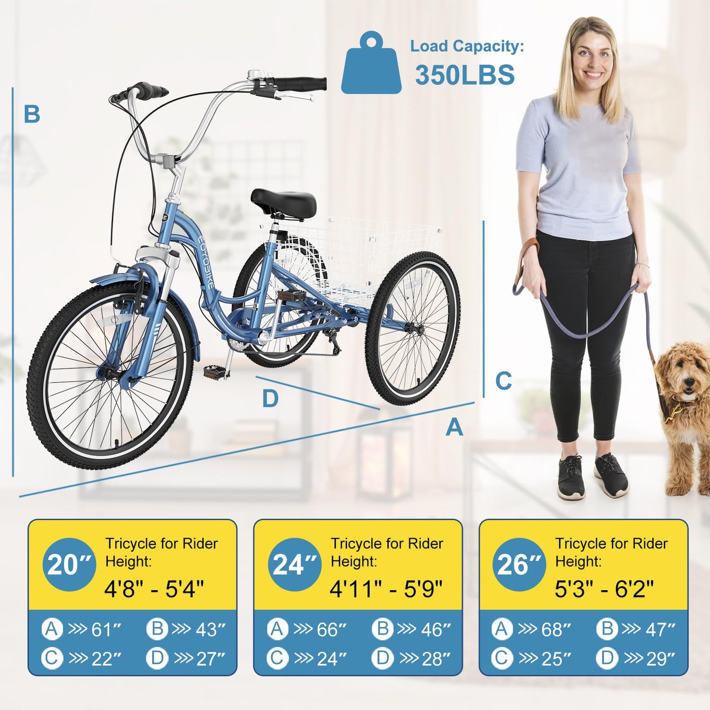 NAIZEA Folding Adult Tricycle - 7 Speed 20/24/26 Inch Folding Tricycle for Adult, 4 Wheel Bike, Foldable Trike with Large Basket/Low-Step Through for Men Women Senior