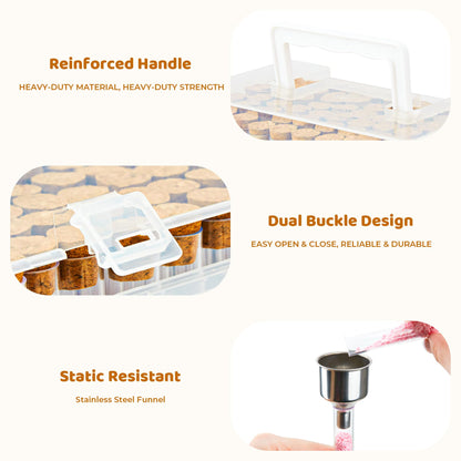 YONOVO 60 Diamond Painting Storage Containers Organizer, 6'' Bead Storage Tubes with Caps, Plastic Test Tube Holder with Cork Stopper Label&Stickers,Carrying Case Box for Dots Drill Rhinestone Glitter