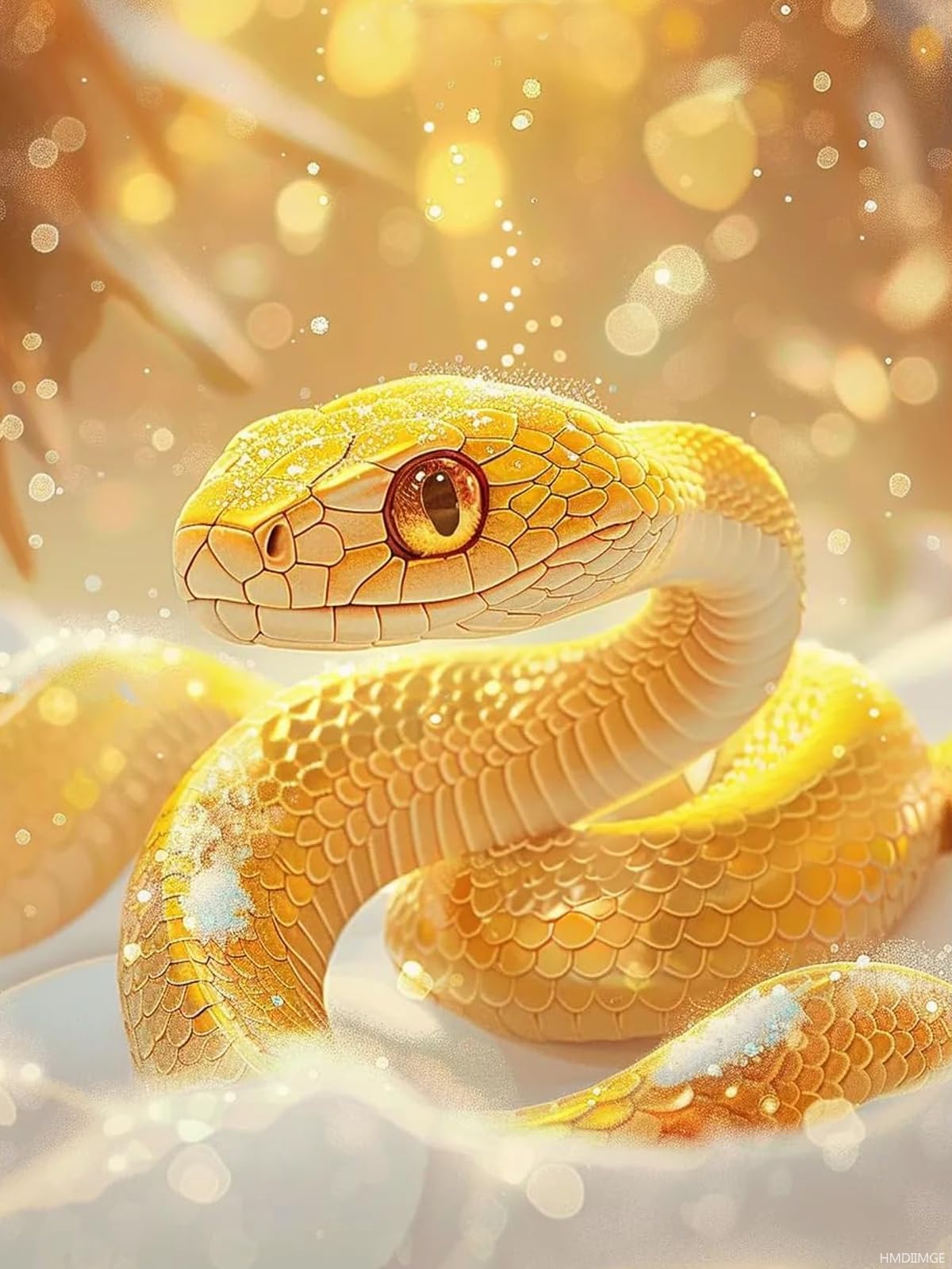 HMDIIMGE Golden Snake Diamond Painting Kits for Adults, Animals Diamond Painting Art Kit for Adult, 5D Full Drill Painting by Diamonds Art for Home Leisure and Wall Decoration Gifts 12x16 Inch