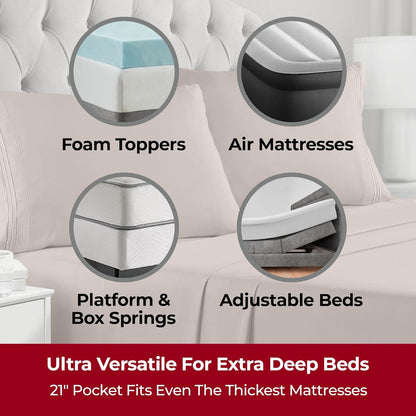Mellanni Extra Deep Full Sheets - Hotel Luxury Bedding Set | Ultra Soft, Cooling & Stain Resistant (Full, Tan)