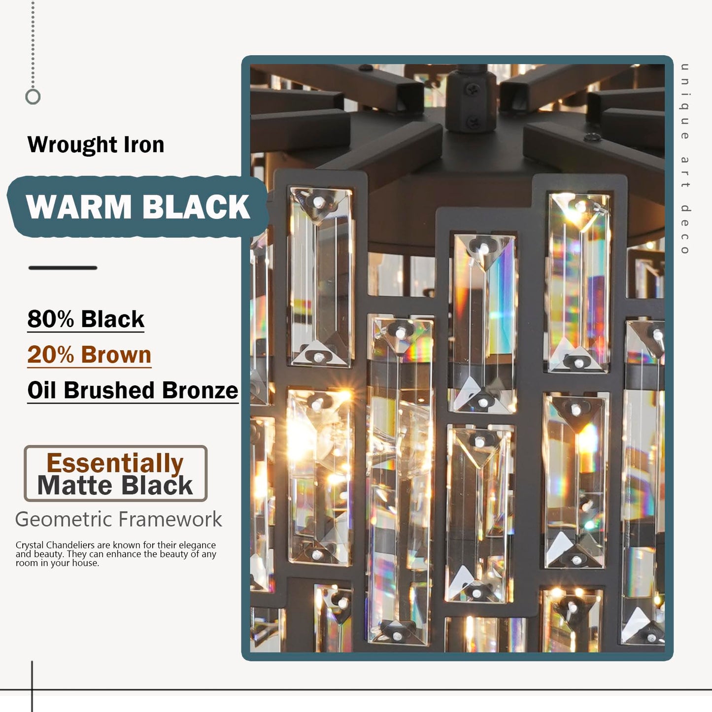 ANTILISHA Modern Crystal Chandelier Lighting Hall Grand Living Room Stairway Chandeliers Pendant Light Fixture for High Ceiling Hanging Round Large Black