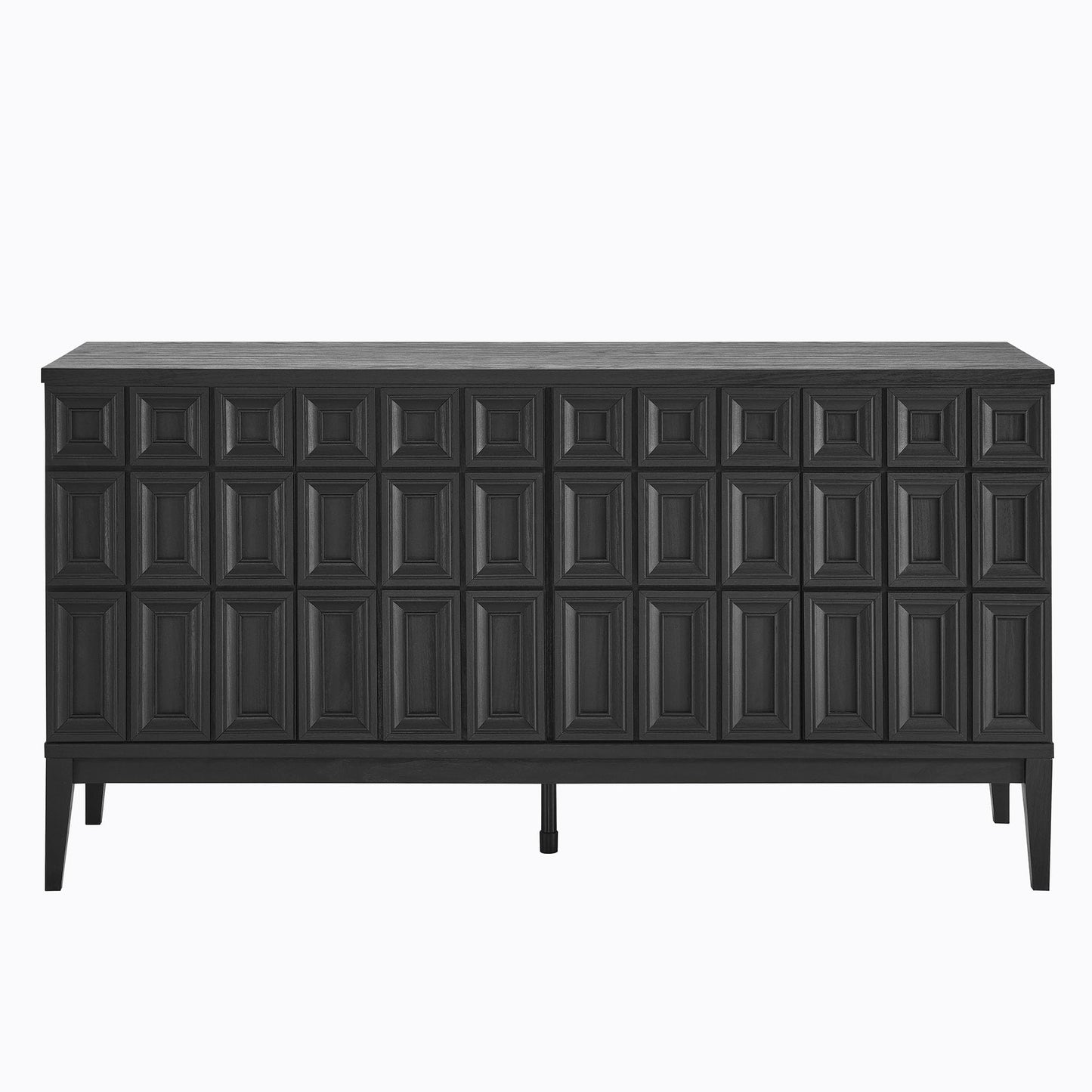 Modway Samos 62 Inch Retro Modern Sideboard with Storage in Black - Geometric Door Design Buffet Cabinet for Dining Room, Hallway, Living Room - Media Console Stand for Wall-Mounted TVs