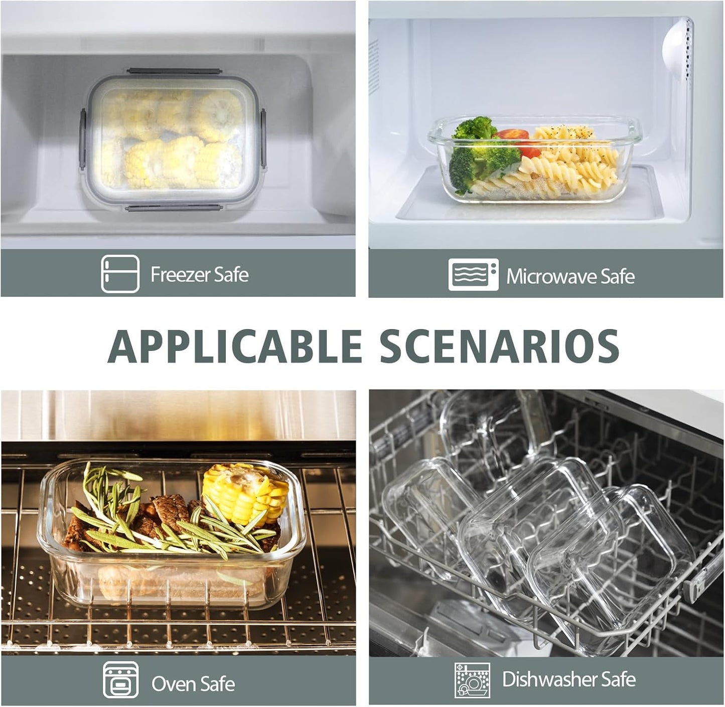 Glass Food Storage Containers with Lids, 20 Pieces Airtight Glass Meal Prep Container Set, Leakproof BPA Free Lunch