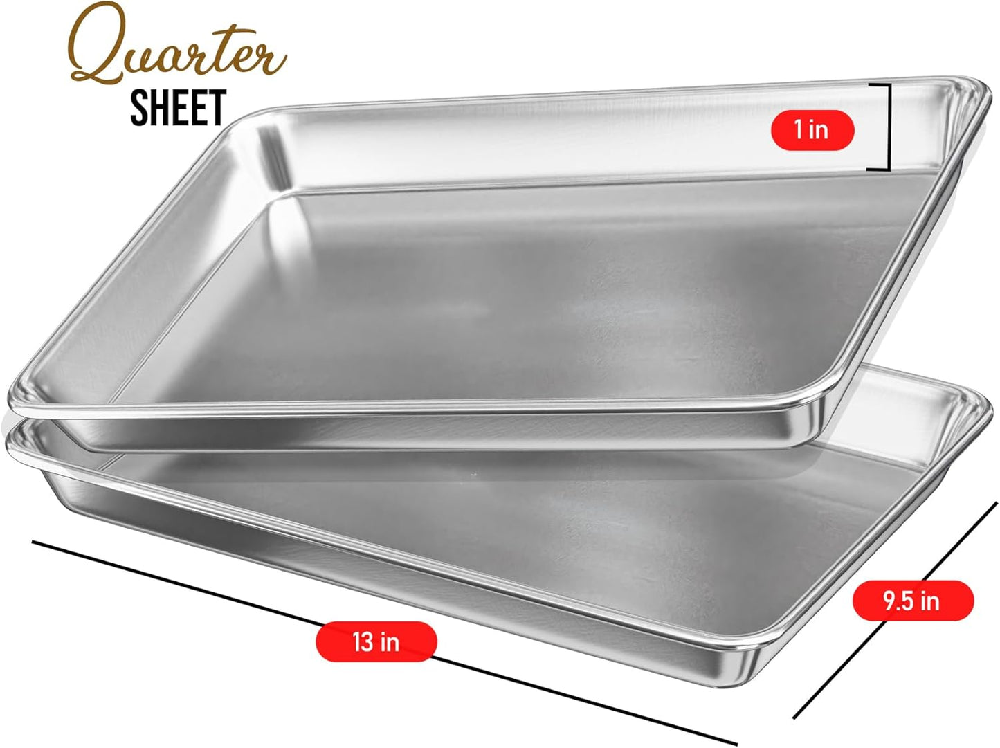Eatex Aluminum Baking Sheet - 9x13 Steel Baking Pan, Nonstick, Warp and Rust Resistant Cookie Sheets