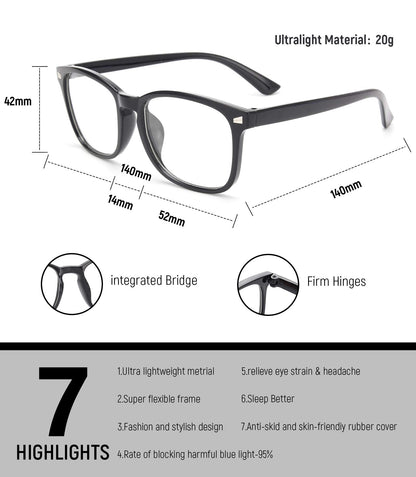 MIGSIR Blue Light Blocking Glasses for Computer Gaming, Fashion Fake Helps Reduce Screen Fatigue Eyeglasses for Women Men