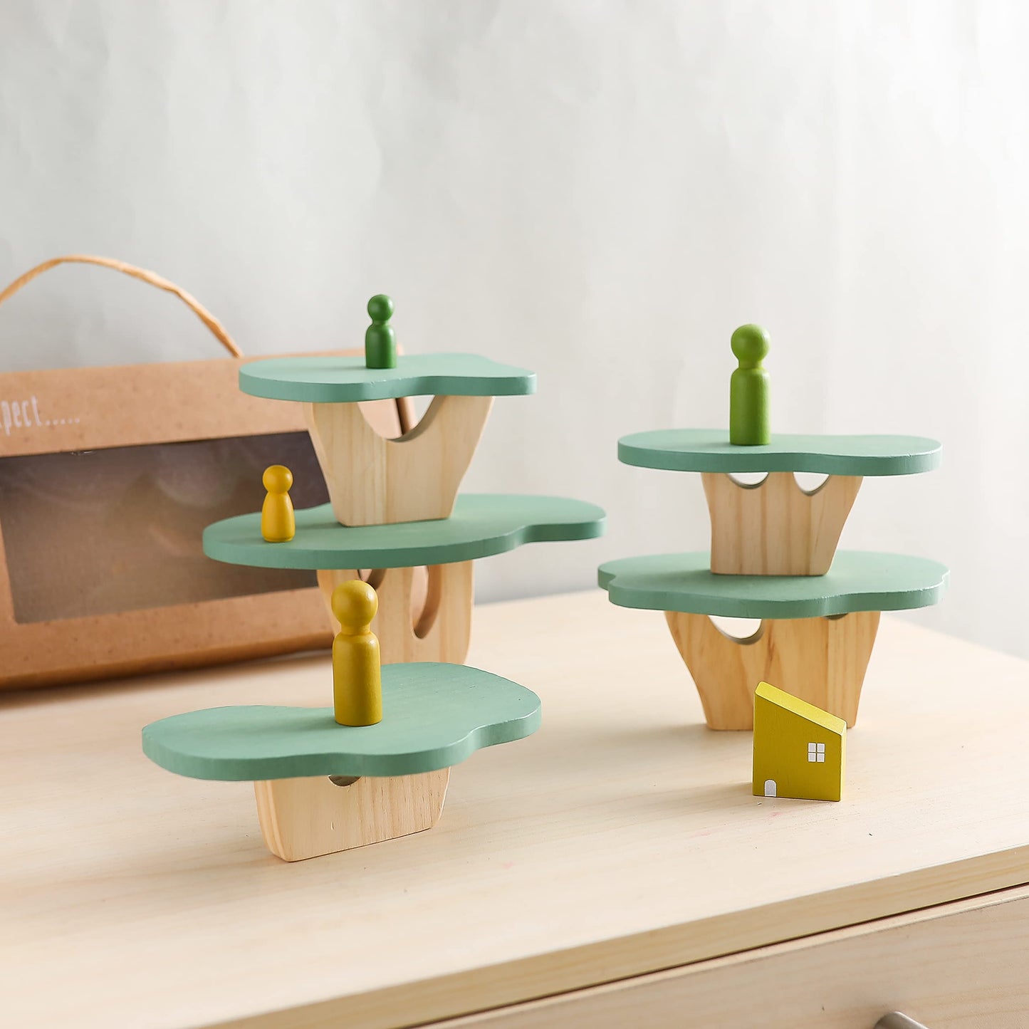 WOODEN TEETHER Wooden Tree Toy Pack of 15 Wood Forest Sensory Toys for Boys and Girls Educational Montessori Toys for Preschool Kids