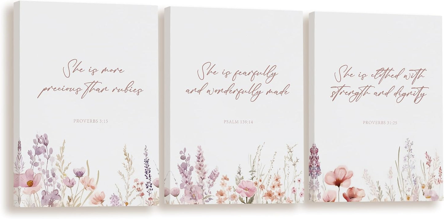 11x14 BIWSHA Baby Girl Nursery Decor, Wildflower Nursery Wall Art Decor, Girls Christian Flower Floral Wall Art
