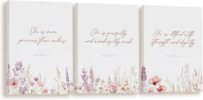 11x14 BIWSHA Baby Girl Nursery Decor, Wildflower Nursery Wall Art Decor, Girls Christian Flower Floral Wall Art