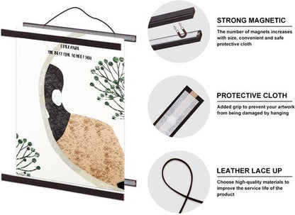 Benjia Magnetic Wooden Poster Frame - Light Walnut Hanger for Photos & Artwork | 26"x38" Size