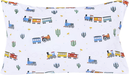 Scientific Sleep 100% Cozy Set, Set Little Train Cactus Cute Fun Cotton Twin Bed Sheet Flat Sheet & Fitted Sheet