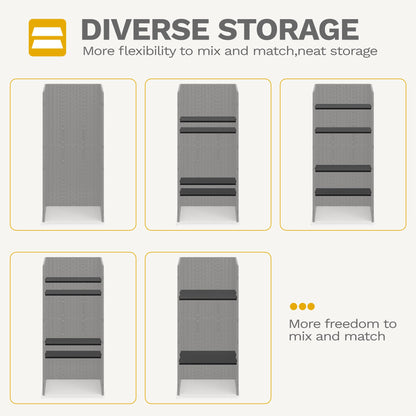 DWVO Outdoor Vertical Storage Cabinet with 4 Shelves, Waterproof Tall Plastic Storage Shed with 4 Adjustable Shelf, 30 cu. ft. Patio Tools Storage Box for Patio, Garden, Backyard, Deck, Dark Gray