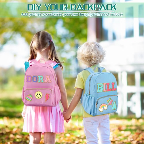 Cunno 4 Pcs Nylon Backpack Kids Bulk Toddler School Bookbag for Girl Boy Plain Waterproof Preppy Backpack Travel for Student(Blue,Pink,Green,Purple)