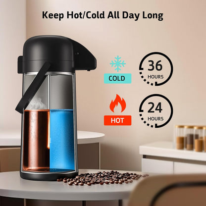 Airpot Coffee Carafe, 85 OZ / 2.5L Large Insulated Stainless Steel Thermos Urn