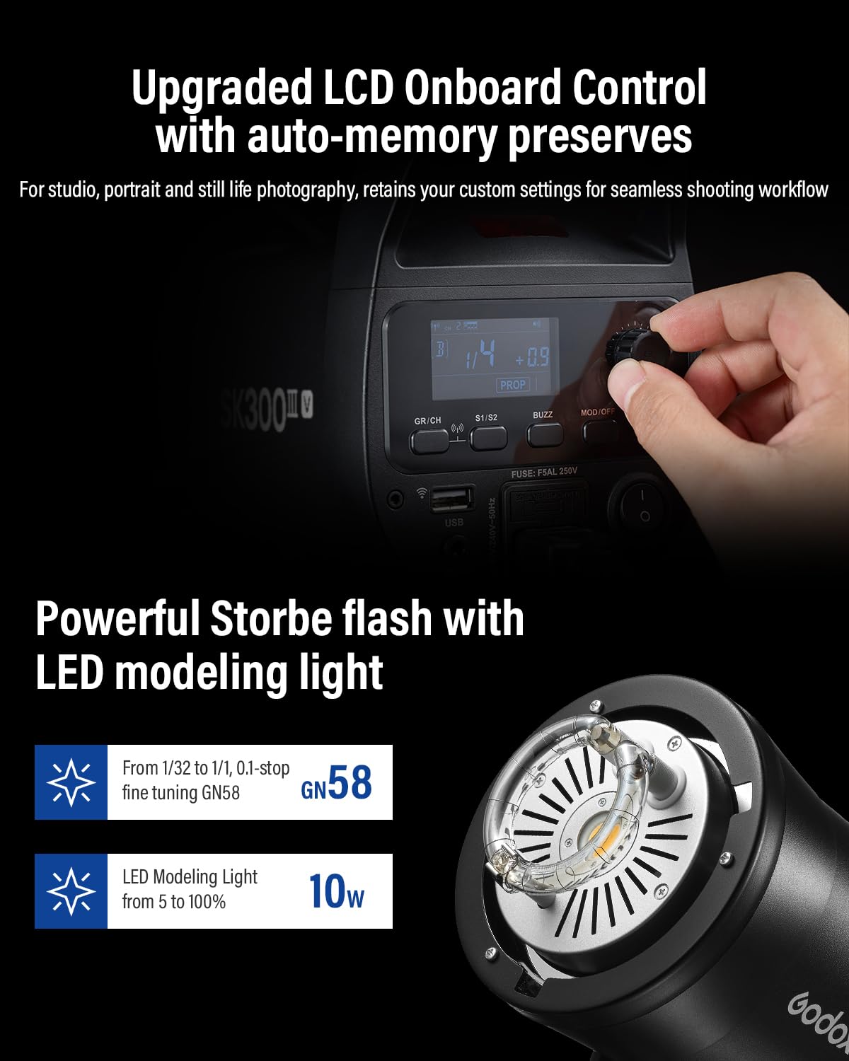 Godox 2-Pack SK300III-V 800Ws Studio Strobe Kit, 2026 Upgrade 300Ws 2.4G Wireless Flash 2-Light Set with Reflector, AT-16 Trigger 2xSoftbox 2xUmbrella 2xLight Stand for Professional Studio Photography