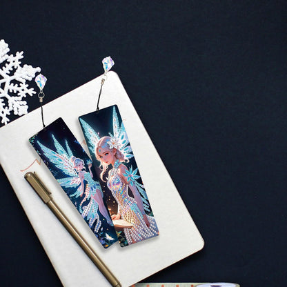 JISHSHAY 4 PCS Diamond Art Bookmarks Diamond Painting Book Marks Gem Art Bookmarkers Gem Painting Book Markers Mosaic Kits for Adults Special Drills with Crystal Pendants Fairy Elf