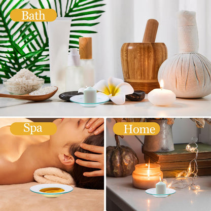 HOMSFOU 2pcs Replacement Round Clear Glass Dish, Wax Melt Candle Plate Tray Lid for Aroma Lamp, Electric Oil Tart Warmer
