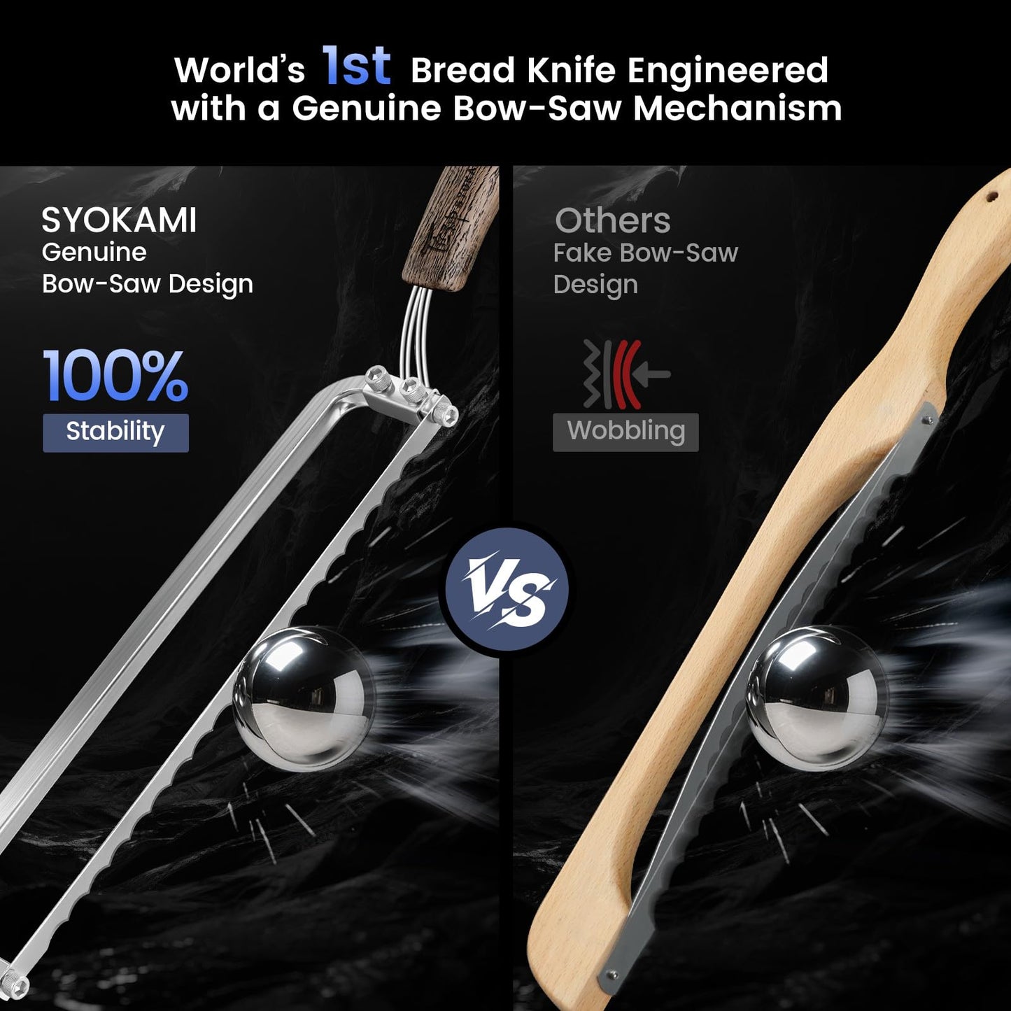 SYOKAMI 2025 Upgrade Bread Knife for Homemade Bread, World's 1st Real Bow-Design Sourdough Bread Slicer, Razor-Sharp Cutter for Crusty Sourdough & Baguette, 4 Thickness Scale Marks, Gift for Mom