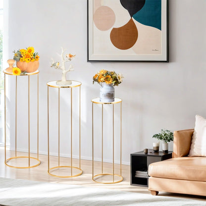 Bonastella Cylinder Stands for Party, 3PCS Cylinder Pedestal Stand, Cilindros Para Fiestas Cake Table Stand for Parties Metal Plant Stand Cylinder Tables for Parties Round Cylinder Stands for Party