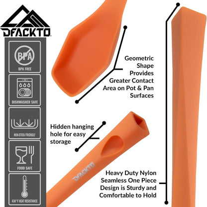 Heavy Duty Kitchen Utensils Set, 6 pc Nonstick Nylon, High Heat Resistant for Stovetop and Griddle, Orange