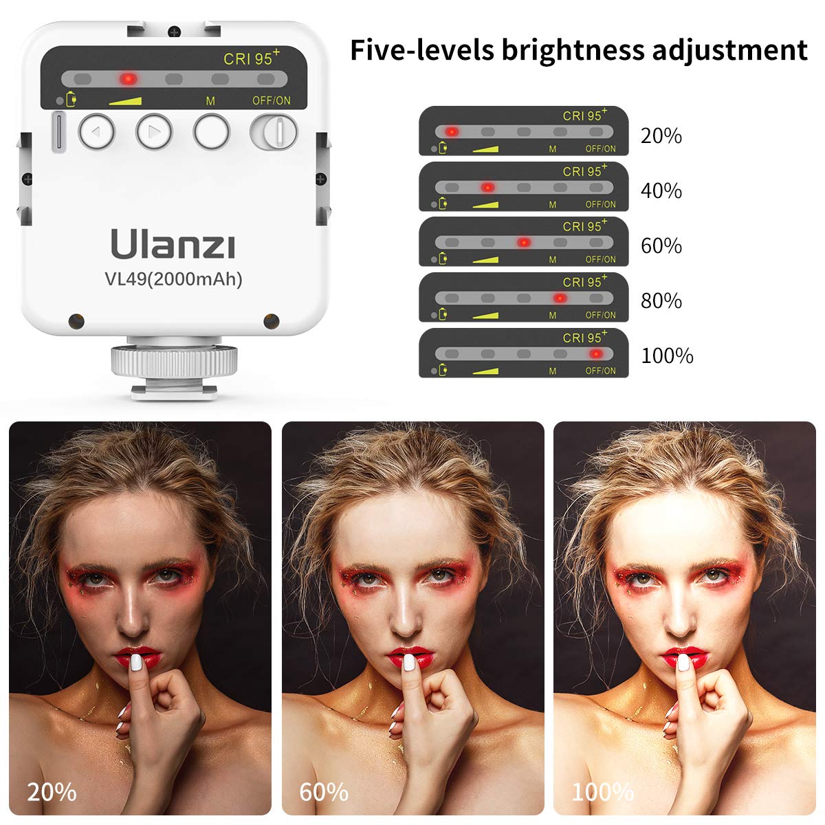 Ulanzi VL100X Selfie Light, Clip LED Light Panel for Phone/Laptop/Tablet/Computer, Bi-Color Portable Clip Camera Light with Dimmable 2500-6500K with 2000mAh Battery for Video Conference/Picture