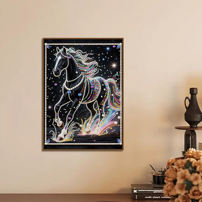 WSLWXSHM Pearl Diamond Painting Kits for Adults Horse, 5D Special Shape Diamond Art Kits for Beginners, Crystal Rhinestones Diamond Painting for Home Wall Decoration Gift 12×16inch/30×40cm Animal