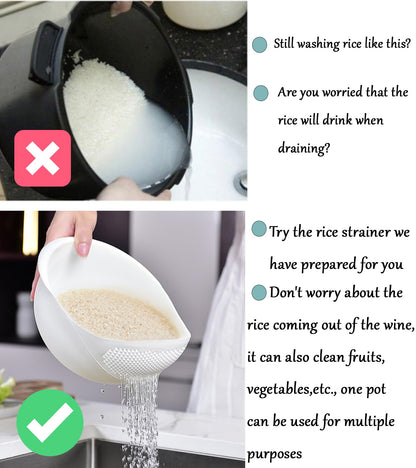 2-in-1 Rice Colander, Vegetable and Fruit Cleaning Filter Basket, 2Piece Sturdy and Easy-To-Use Food Grade Kitchen Tool Accessories (green, Small)