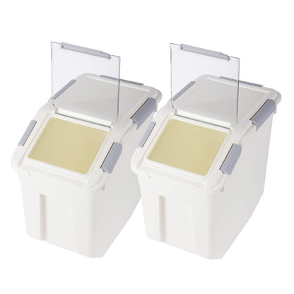 EonTone [2-Pack] 30 lbs Rice Storage Container, 15L Airtight Food Bin with Wheels for Flour, Pet Food