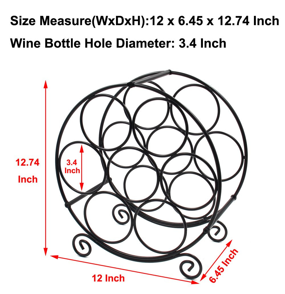 PAG 7 Bottles Freestanding Countertop Wine Rack, Metal Small Table Top Wine Rack, Drink Organizer Bottle Holder, Kitchen Organizers and Storage, Black