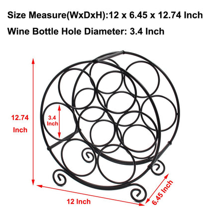 PAG 7 Bottles Freestanding Countertop Wine Rack, Metal Small Table Top Wine Rack, Drink Organizer Bottle Holder, Kitchen Organizers and Storage, Black