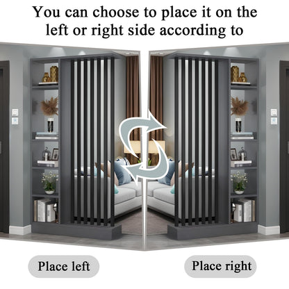 Wall Room Divider with Shelves, Entrance Hall Partition Screen Column Floor to Ceiling - Freestanding Room Divider with Storage Shelf, Freestanding Decor for Bedroom (A Gray + Black, 39.4in / 100cm)