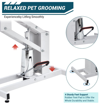 43.6 Inch Professional Electric Dog Grooming Table, Heavy Duty, 22''-39'' Height Adjustable Pet Grooming Table w/ Grooming Arm & Anti Slip Tabletop, Dog Grooming Station for Pets & Large Dogs
