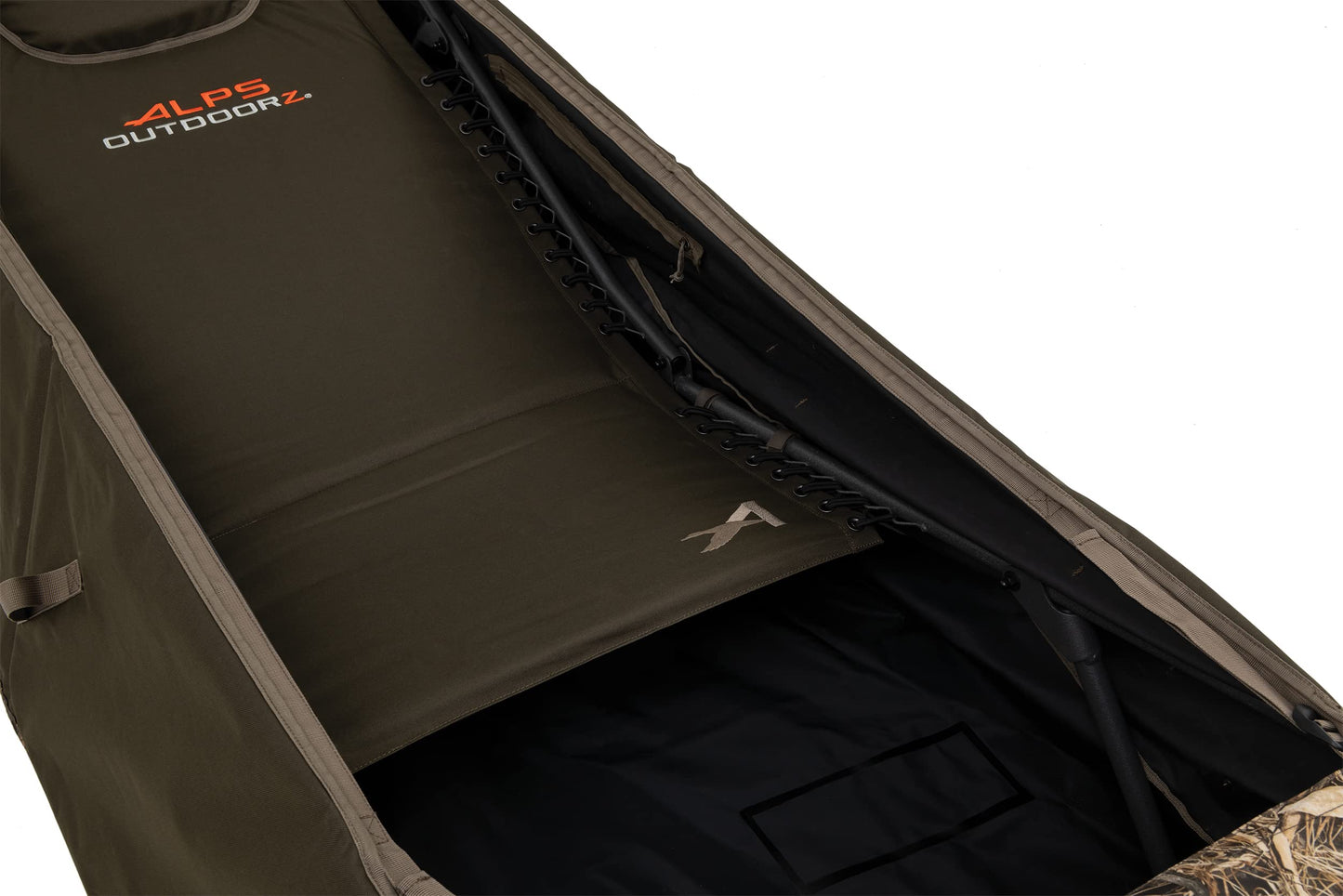 ALPS OutdoorZ Legend Layout Blind - Hunting Blind with Realtree MAX-7 Pattern, Zero-Gravity Chair Design, Waterproof Floor, Mesh Face Screen, Rear Zippered Door, and Backpack Carry Straps