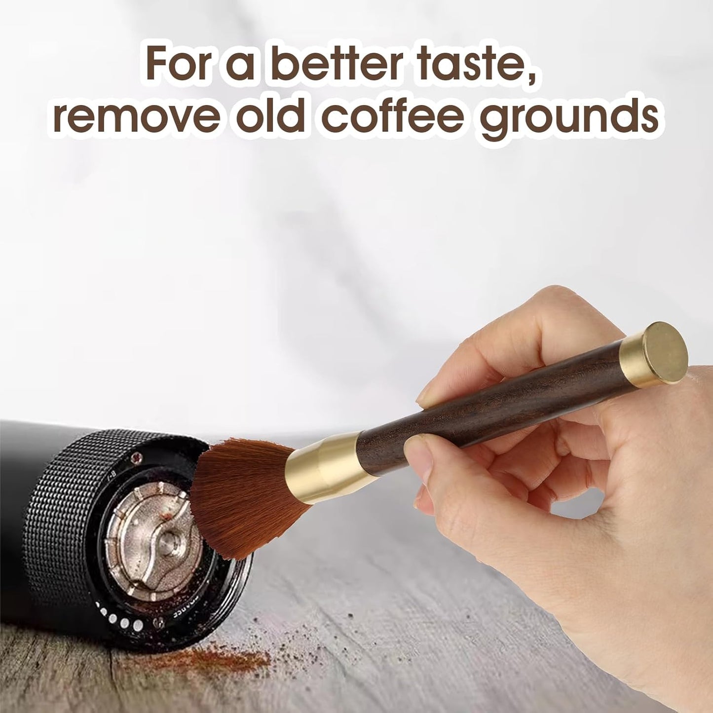 Coffee Cleaning Brush, 16.7x1.58CM Barista Brush for Coffee Grinder and Espresso Machine with Vegan Brush Hair