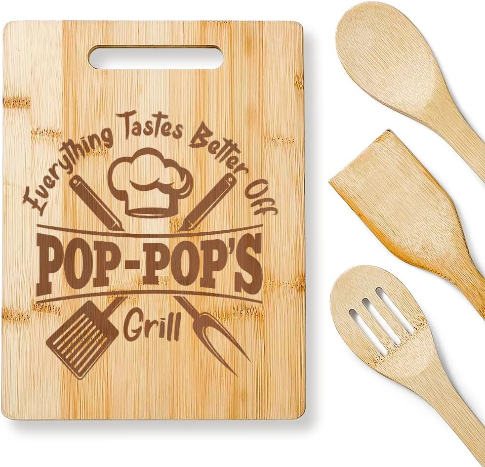 Grandpa Cutting Board - Gifts for Grandpa from Grandkids - Pop Gifts for Father's Day - Kitchen Gift for Christmas,