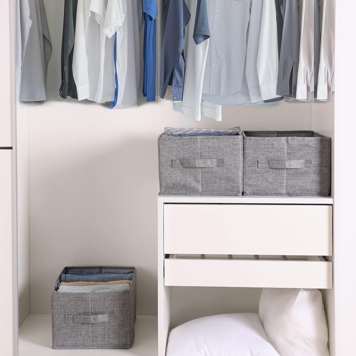 Fixwal 4pcs Wardrobe Clothes Organizer, Foldable Jean Organizer for Drawer, Washable Compartment Storage Bins for