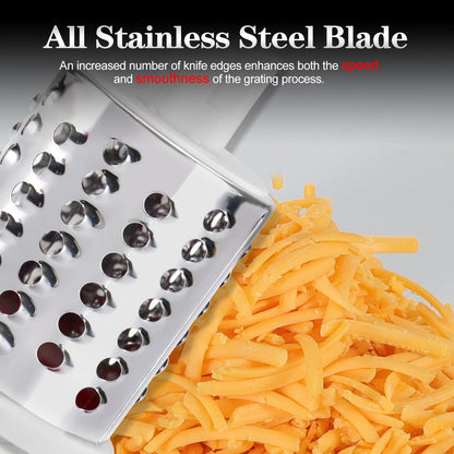 Ourokhome Rotary Cheese Grater Hand Crank, Kitchen Shredder Speed Mandolin Slicer Ice Shaver with Handle and Drum Blades for Cheese, Vegetable, Nuts, Chocolate, Potato, Carrot, 5 Blades, Black