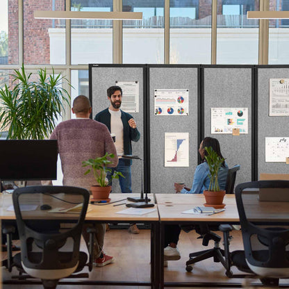 Strongbird Room Partition,Folding Privacy Divider,Office Partition Dividers,Office Dividers Wall, 10'6"W x 6'7"H,Light Grey