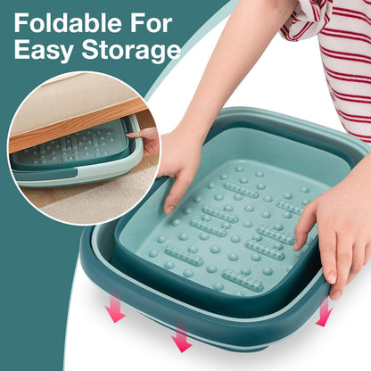 Udefineit Foot Bath Basin, Foldable & Portable Foot Soak Tub with Massage Acupoint for Foot Spa Bath, 15L/4 Gallon, Foot Massager Soaking Bath Basin Bucket for Pedicure Home Spa Treatment (Green)