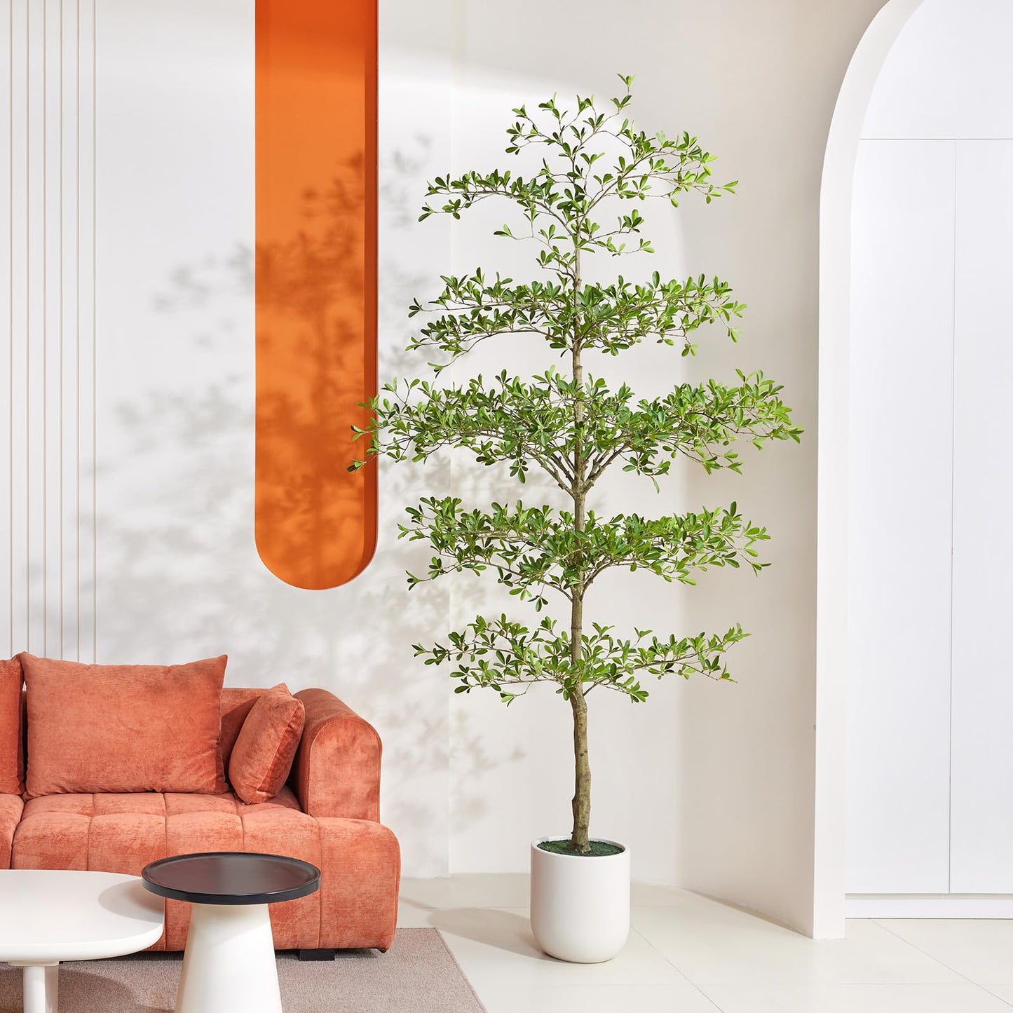 VeriNatural 9FT Artificial Black Olive Tree Indoor with White Planter – Tall Luxury Faux Olive Tree, Mediterranean Architectural Statement Decor for Living Room & Office,VN232
