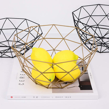 Fruit Stand Vegetables Serving Bowl Basket Holder - Metal Iron Wire for Kitchen Counter, Table Centerpiece, Large Round
