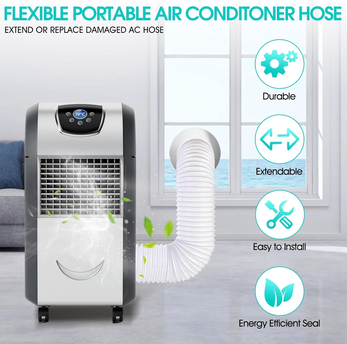 Portable Air Conditioner Hose, 5.9 Inch Diameter & 80" Length, Universal Replacement AC Exhaust Hose Kit Parts