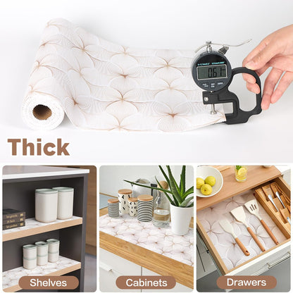 Quttisay Shelf Liner for Kitchen Cabinets,Non Adhesive Cabinet Liner,Non-Slip Drawer Liner,Waterproof Shelf Liner Easy to Clean Strong Grip Liner for Cabinets,Drawers,Cupboard，(Flower 12 inx16.4 FT)
