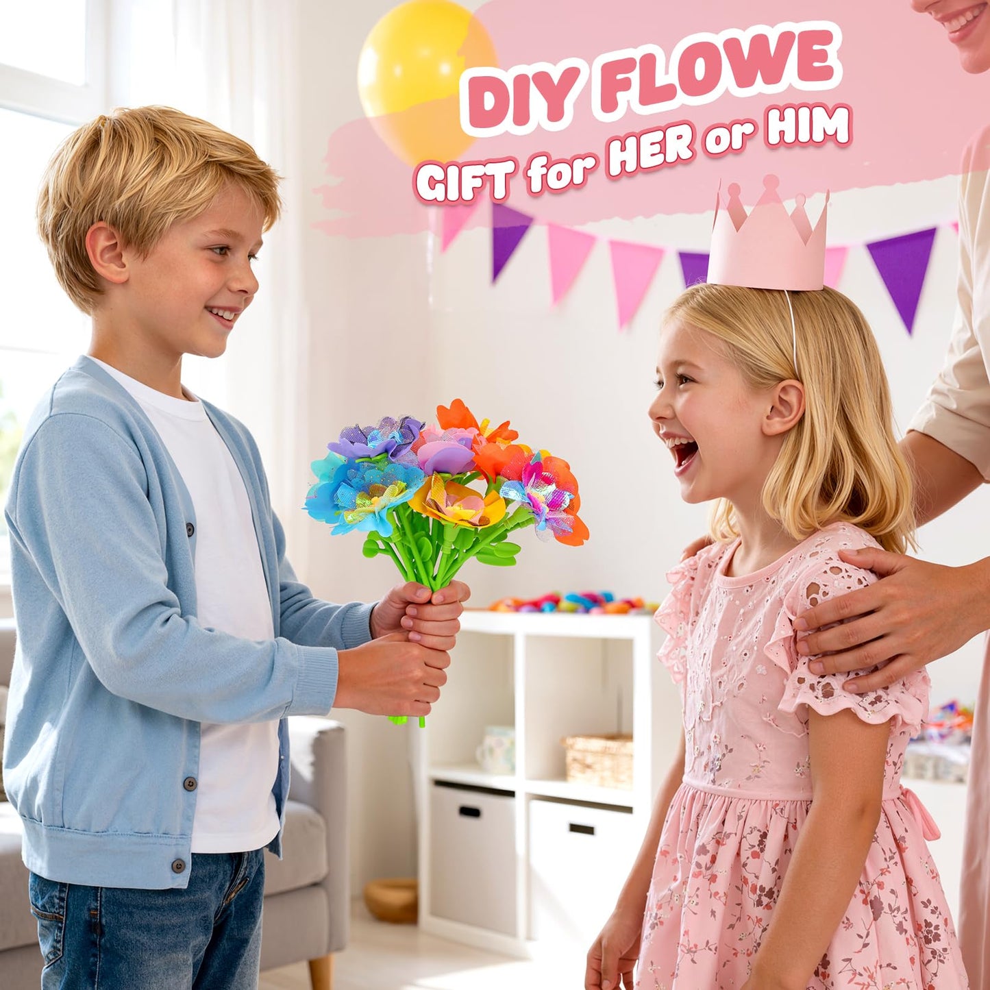 beefunni Flower Bouquet Craft Kit, DIY Crafts Toys for Kids Ages 4-8, Educational Flower-Making Toy for Toddler, Arts & Crafts for Toddler Girl, Birthday Gift for 4 5 6 7 8+ Year Old Girls and Boys