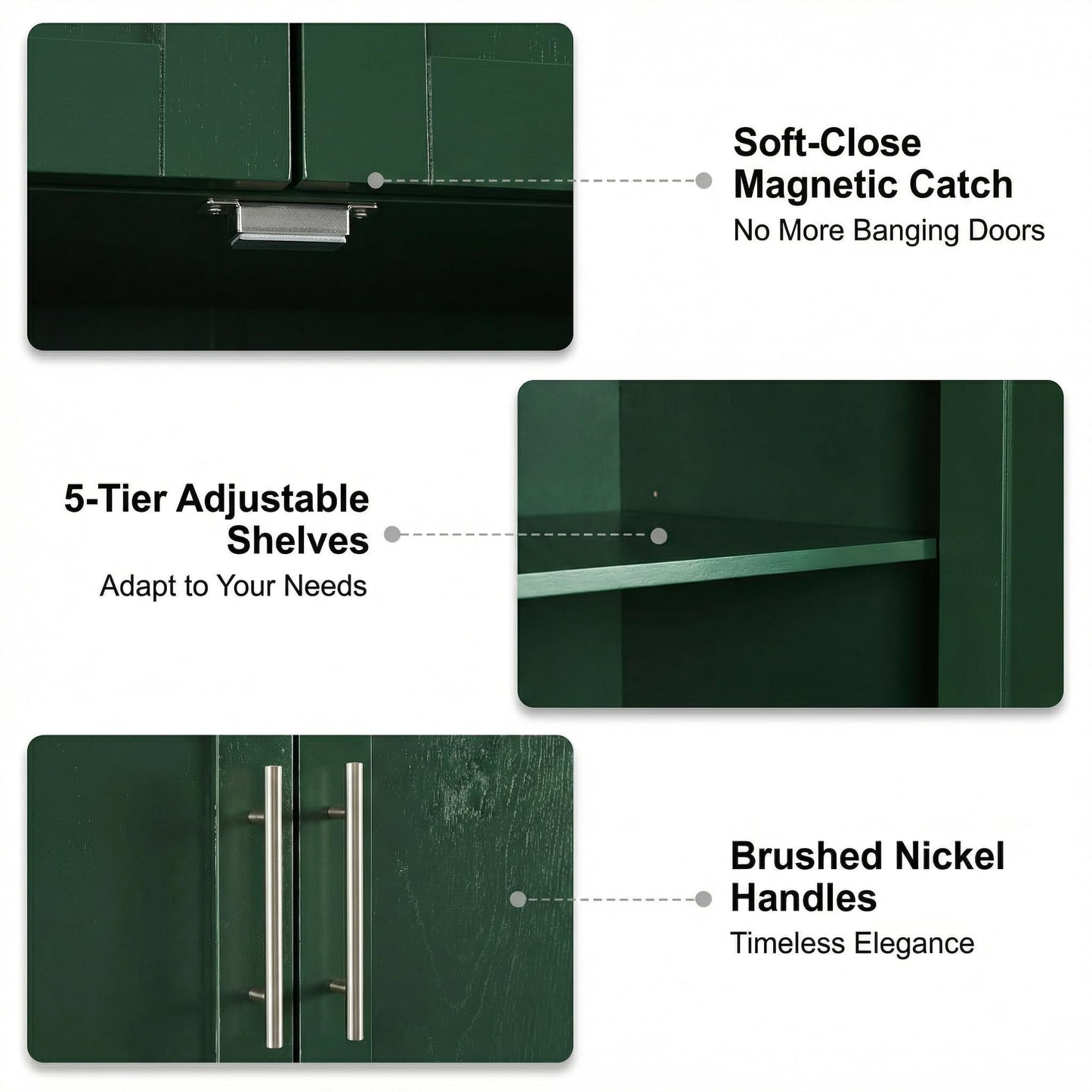 Casaphoria Kitchen Pantry Cabinet, 67" Tall Freestanding Kitchen Cabinet with 4 Adjustable Shelves, 28" W Storage Cabinet for Kitchen Pantry Organization (Green, Single)