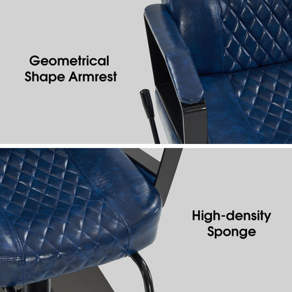 BarberPub Classic Barber Chair, 440Lbs Hydraulic Pump Manual Recliner Salon Chair for Hair Stylist, Home&Beauty Salon, Barbershop, Salon&Spa Equipment 3068 (Blue)