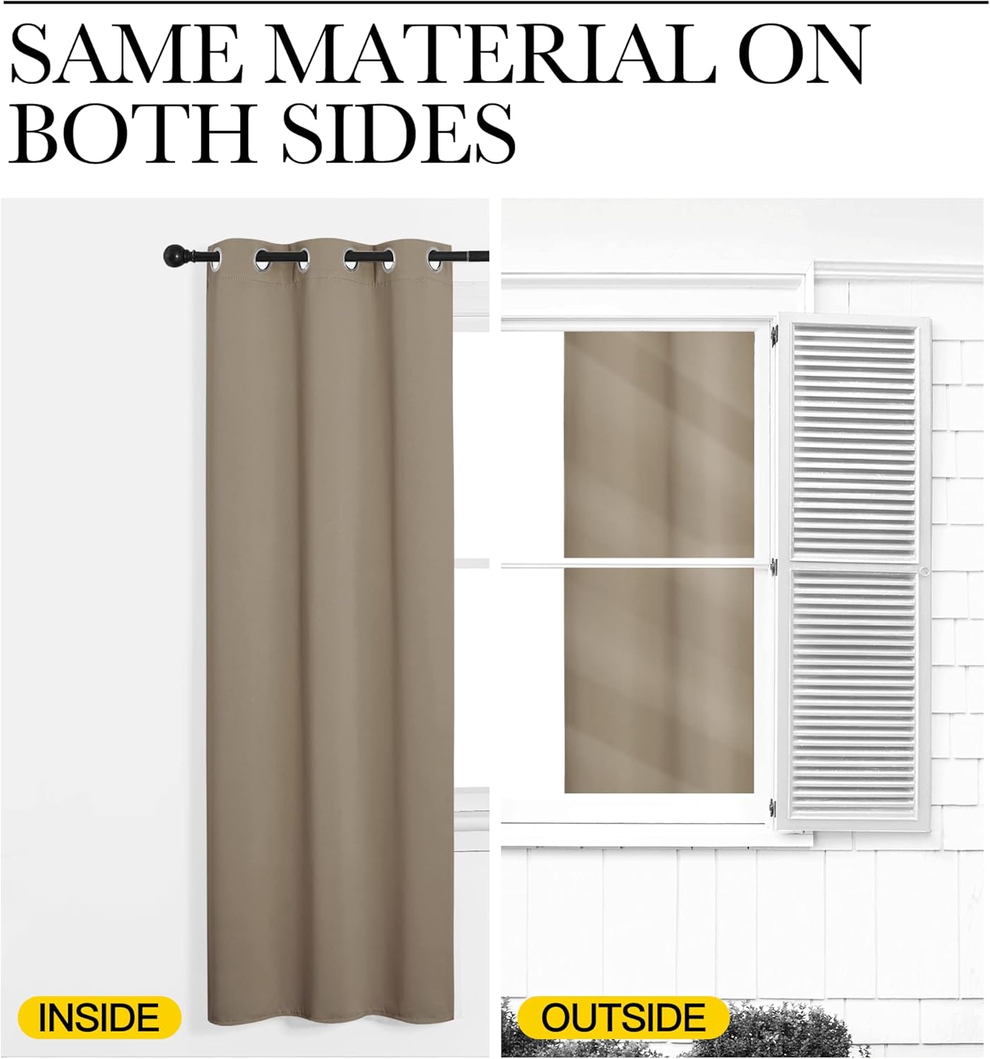 NICETOWN Taupe Blackout Curtains - 108" Long, 55" Wide, 2-Piece Set | Sound Reducing & Energy Efficient Panels for Home Decor