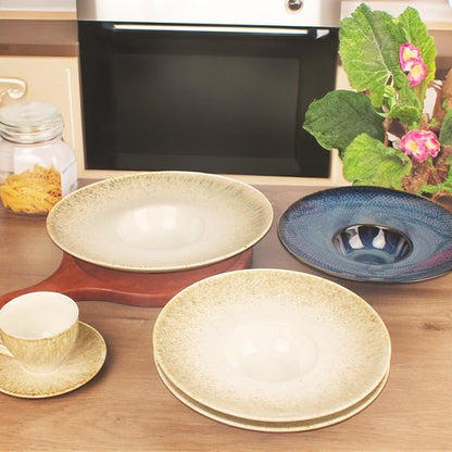 jinsongdafa Soup Bowls, Soup Plates, 7.1 oz,Porcelain Pasta Bowl Set of 4, Wide edge Shallow Bowl Plates, Rimmed Bowls with Rim, Best choice for high-end restaurants and foodies,Gradient beige11.6Inch