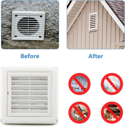Cenipar 4" Louvered Vent Cover, Dryer Exhaust Air Vent Cover with Screws, Easy Installation, White