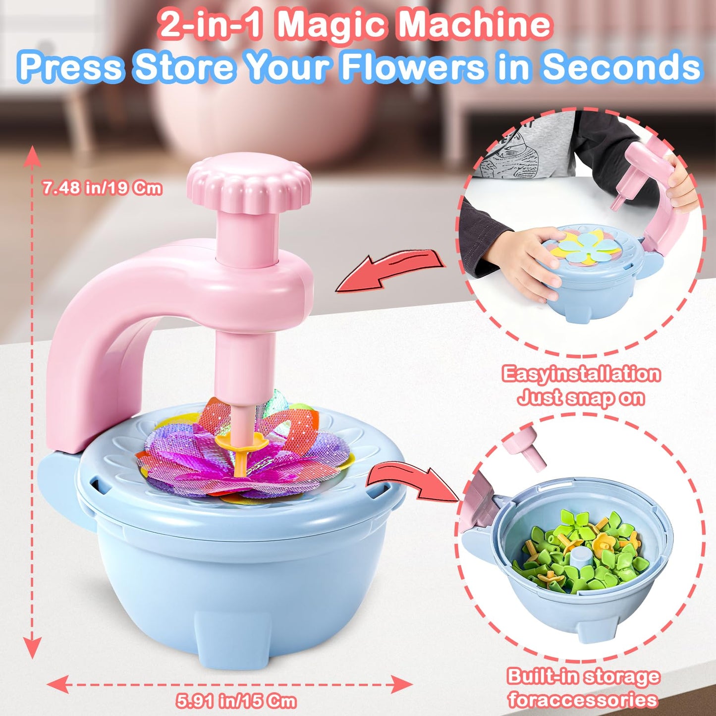 TANAVE Flower Making Kit for Kids,Diy Flower Bouquet Kit,Fabric Flower Bouquets Toys Upgraded,Flower Crafts/Flower Maker for Kids Birthday Gifts for Ages 3 4 5 6 7 8 9 10 11 12 Year Old Girls (126pcs)